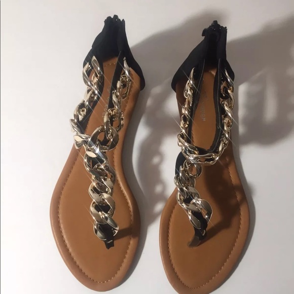Forever 21 Shoes Final Sale 2 Suede Sandals With Gold Chain Poshmark